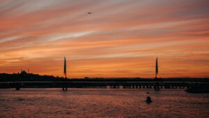 Silhouette of Bridge during Sunset