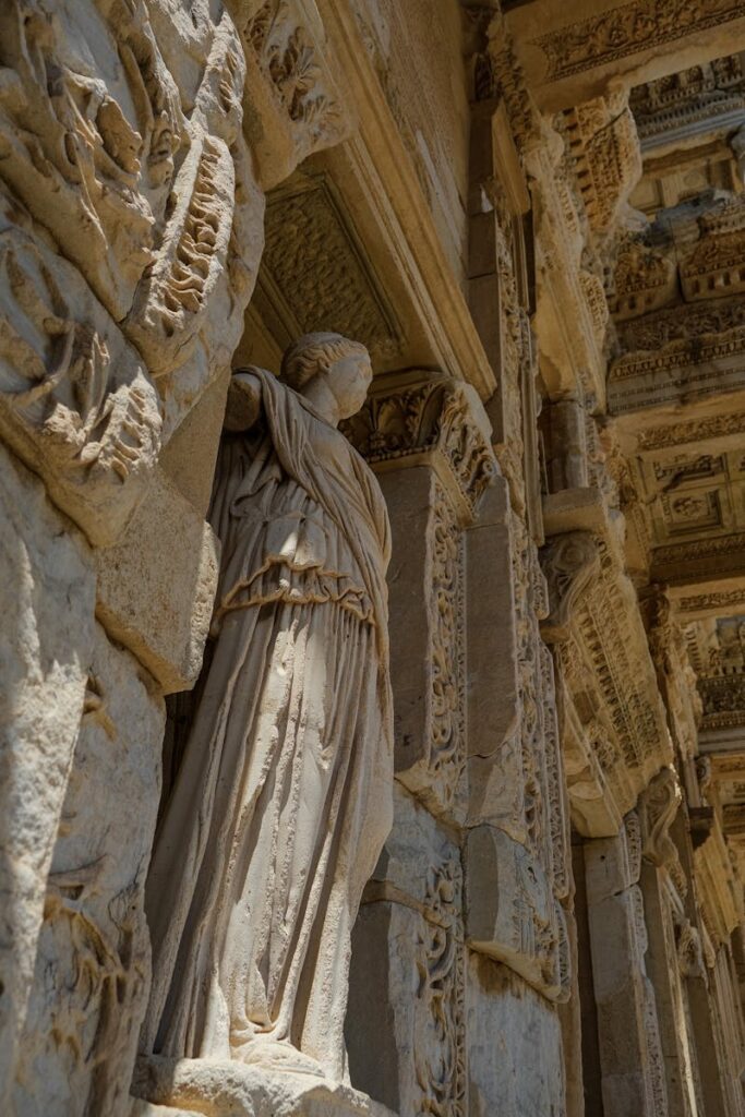 Ancient Statue in the Library of Celsus